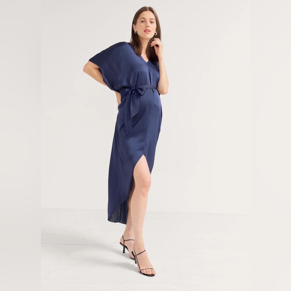 Elegant Navy Maternity Dress - Picture 2 of 7